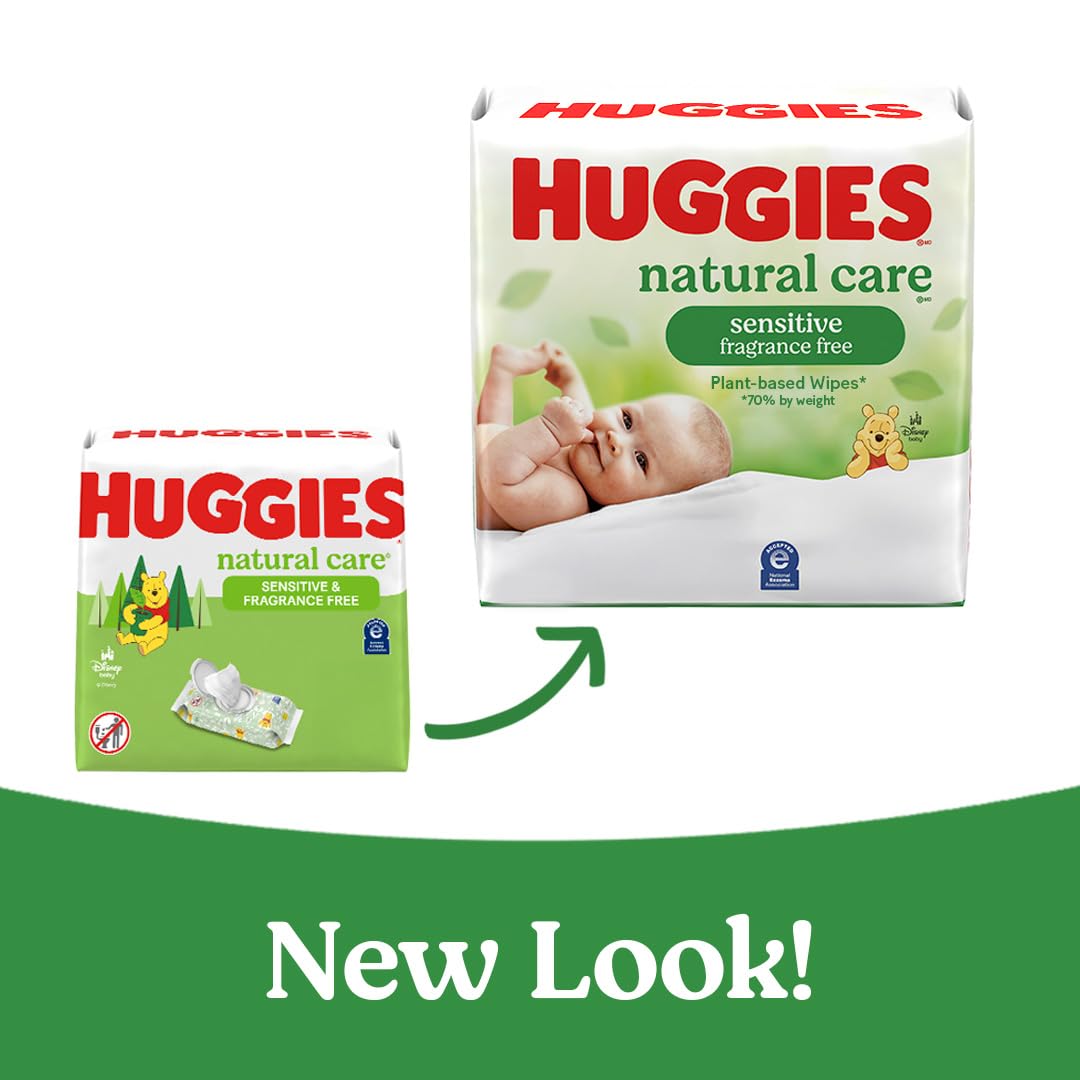 Huggies Natural Care Sensitive Baby Wipes, Unscented, Hypoallergenic, 99% Purified Water, 2 Refill Packs (352 Wipes Total)