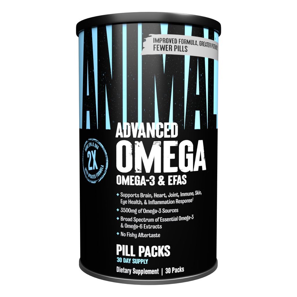 Animal Advanced Omega Essential Fatty Acids - High Potency 3500mg Omega 3 & Omega 6 Supplement with EPA, DHA, ALA, CLA, GLA for Heart, Brain, Joint, Skin, Eye, Metabolism, Immune Health - 30 Day Pack