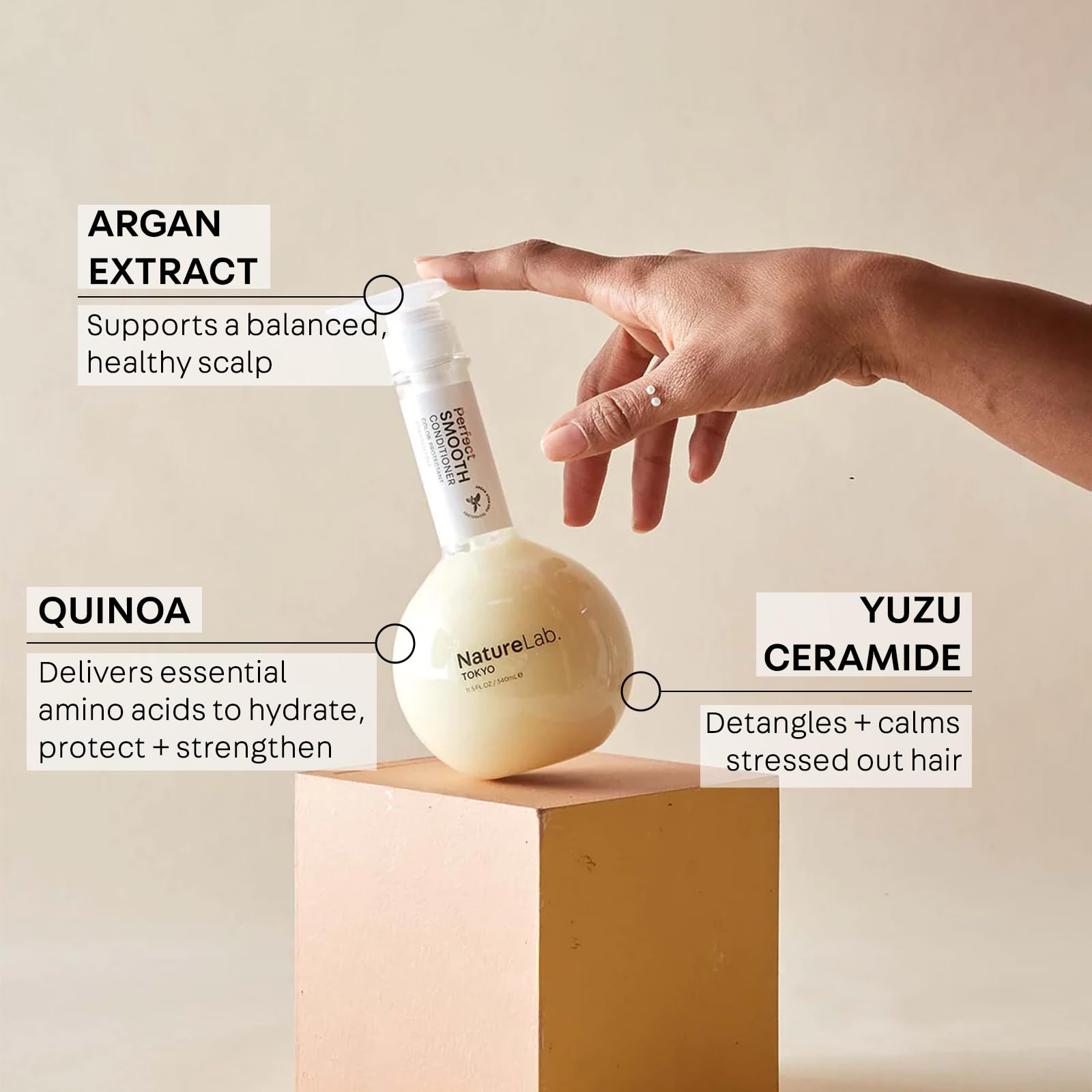 NarureLab. TOKYO Perfect Smooth Conditioner - Color Protectant Lightweight Moisturizing Conditioner for Smoother Frizz-Free Hair I 11.5 FL OZ / 340ml