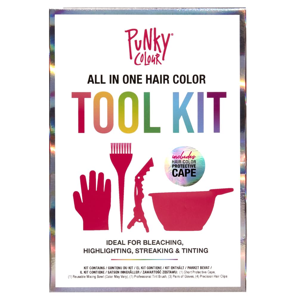 Punky Colour Hair Bleach Kit - Hair Dye Kit with Dye Bowl, Color Brush, Gloves & Clips, Coloring & Bleaching Accessories