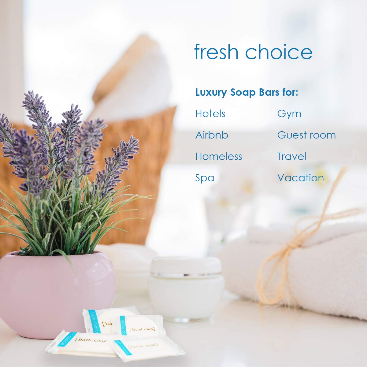 Hotel Soap Bar - Travel Size Moisturizing Body Bath Soaps - Individually Wrapped Toiletries for Hotels, Rentals, Camping, Guest Room - Value Bulk Pack - Mild and Fresh Scent - 50 White Bars Per Case