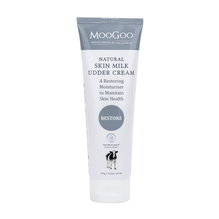 MooGoo Natural Skin Milk Udder Cream - Lightweight Face & Body Moisturizer for Sensitive, Irritated, Dry or Itchy Skin, For All Ages Including Children, 120g/4.2oz