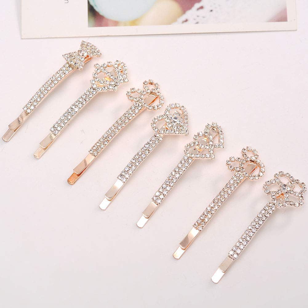 7PCS Rhinestone Crystal Clip Hair Pin Clamps Accessories Bobby Pin Headwear for Women Girls
