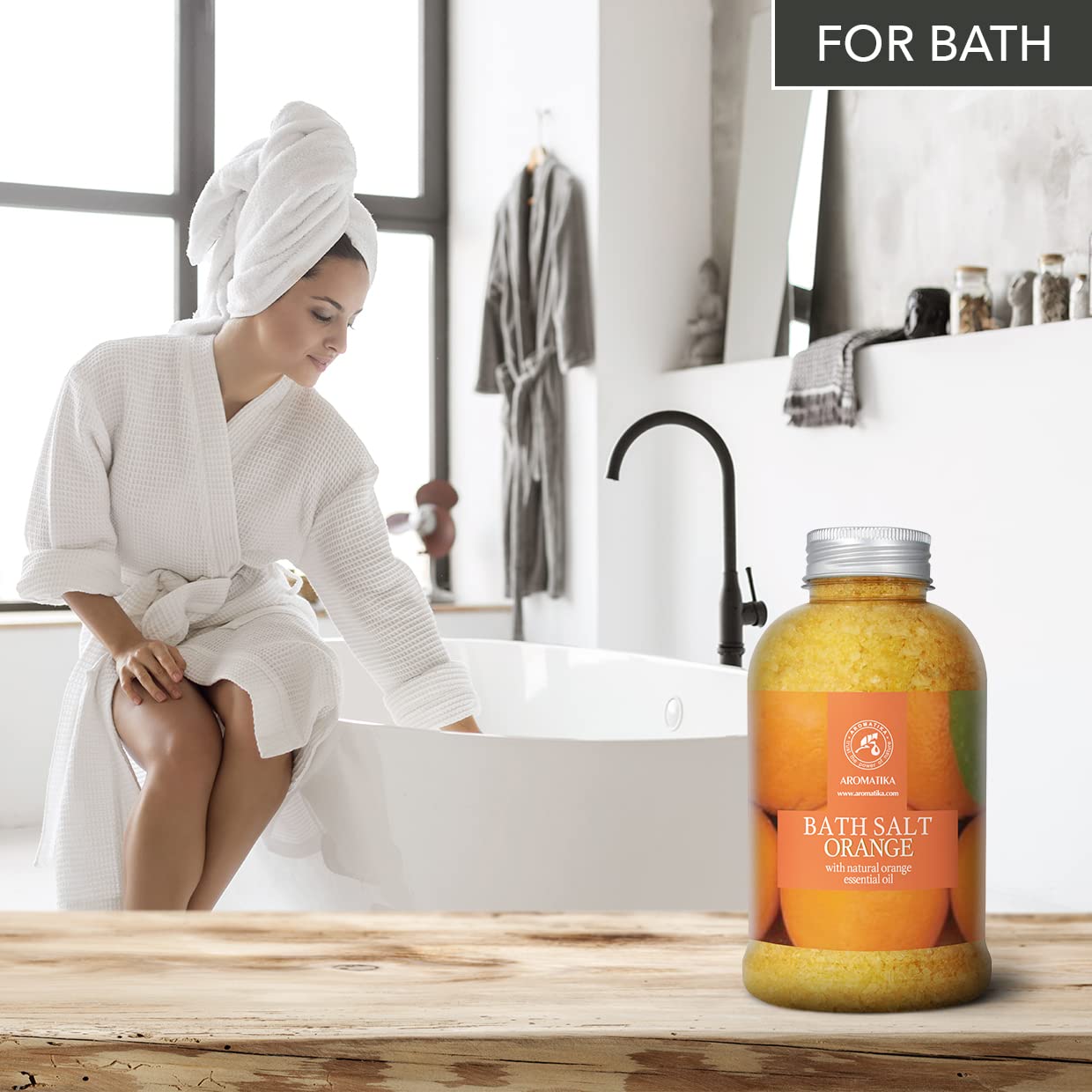 Orange Bath Salts w/Natural Orange Essential Oil 21.16 Oz - Good for Beauty - Bathing - Body Care - Wellness - Spa - Bath