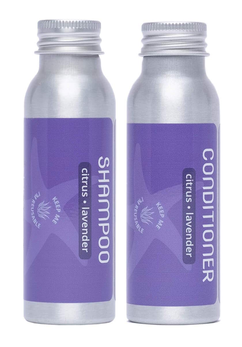 Refillable Travel Size Shampoo + Conditioner: Citrus Lavender, 2.5 oz