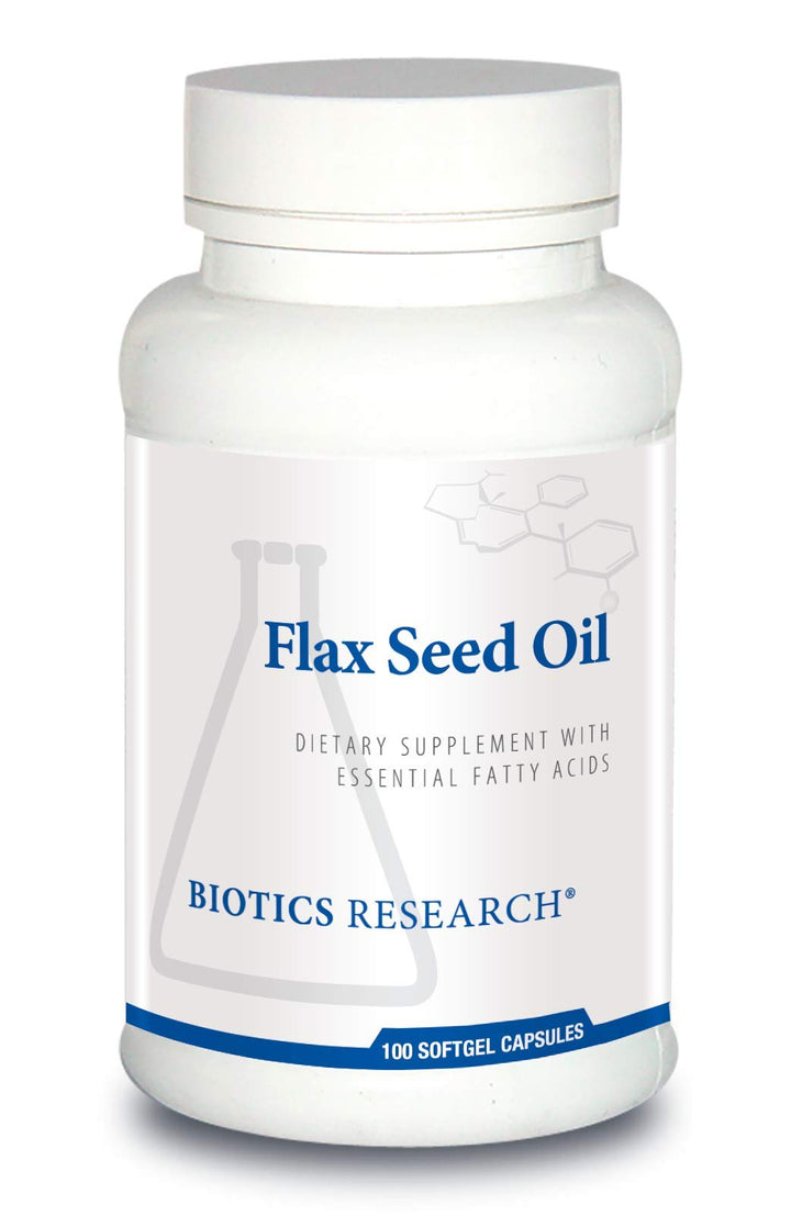 Biotics Research Flax Seed Oil Each Capsule Contains 1,000 of Pure Flax Seed Oil. Cold Pressed from Certified organically Grown Flax Seed. Heart Health. 100 Softgels