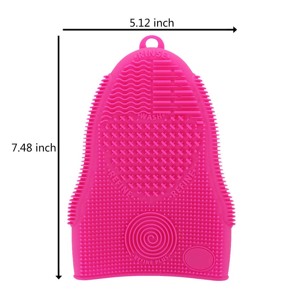Pink (Rose Red) : ScivoKaval Makeup Brush Cleaner Glove Mat Mitt, Silicone Cosmetic Cleaning Scrubber Tool, Face Brush and Eye Brush Washing Pad, Pink (Rose Red)