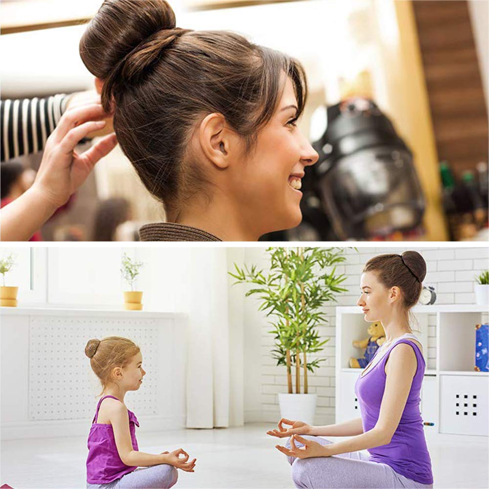 Hair Donut Bun Maker, Ring Style Bun, 2PCS Chignon Hair Medium Doughnut Shaper for Short and Thin Hair (Medium, 3 Inch/Black)