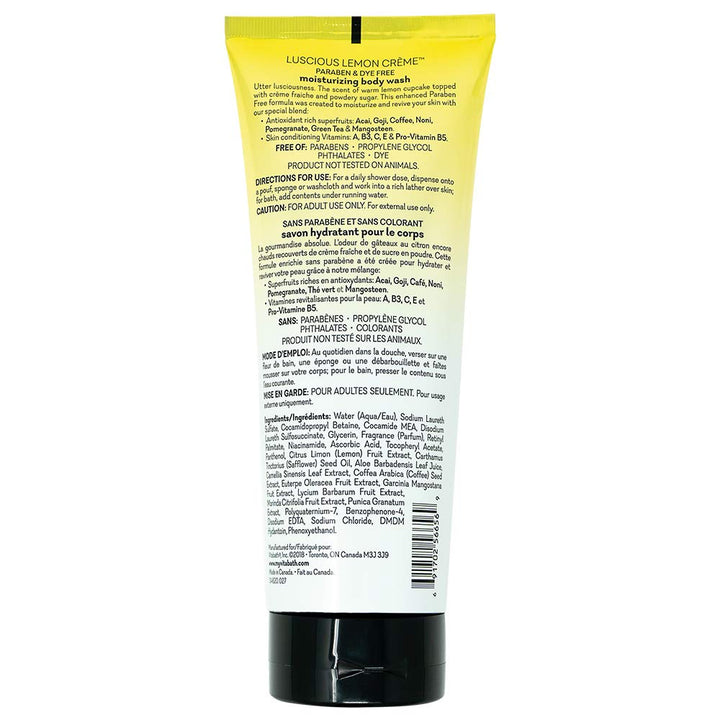 Vitabath Luscious Lemon CrÃƒ¨me Body Wash Moisturizing Bath & Shower Cleanser Infused with CrÃƒ¨me Fraiche & Powdery Sugar - Cruelty-Free, Paraben-Free - 10 oz