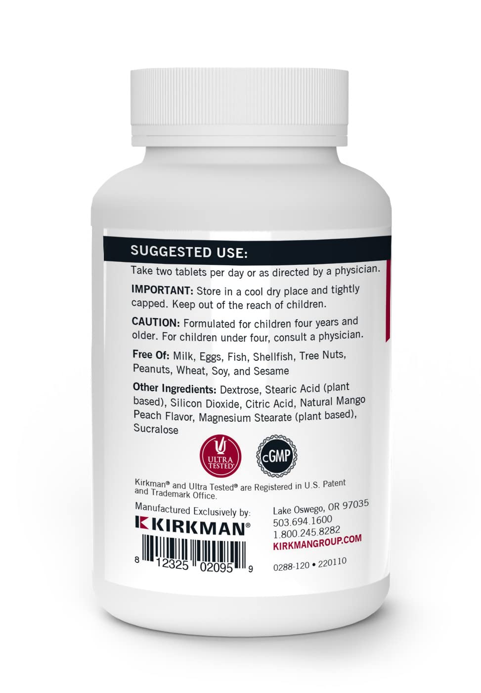 Kirkman Children's Chewable Multivitamin & Mineral Wafers -120 Tablets