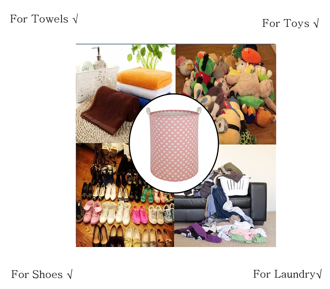 MAIZMZ Pink Laundry Basket Kids Hamper Storage Bins Girls Nursery Hamper Waterproof Organizer Toy Box Large Canvas Collapsible Chest for for Bedroom,Clothes Organizer Basket,Toys Bin,Room Decor