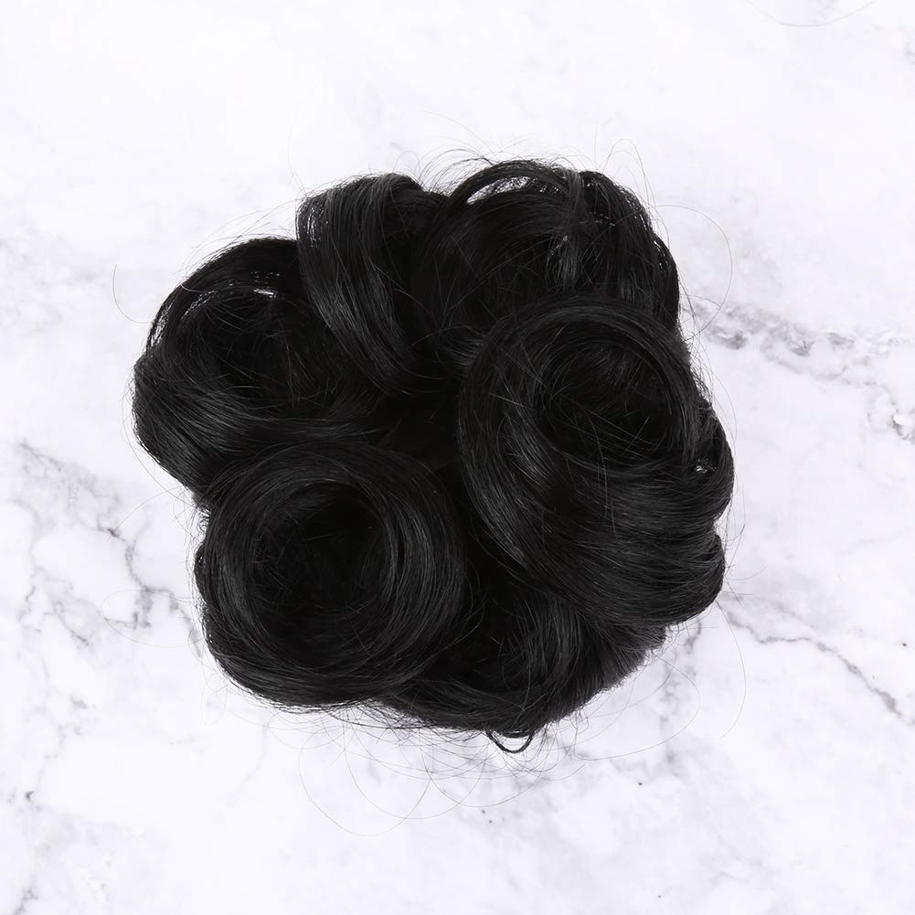Bella Hair Messy Bun Human Hair Scrunchie, Instant Up-do Donut Chignon Curly Wavy Hairpieces for Women (#8 Brown/Light Chestnut Brown)