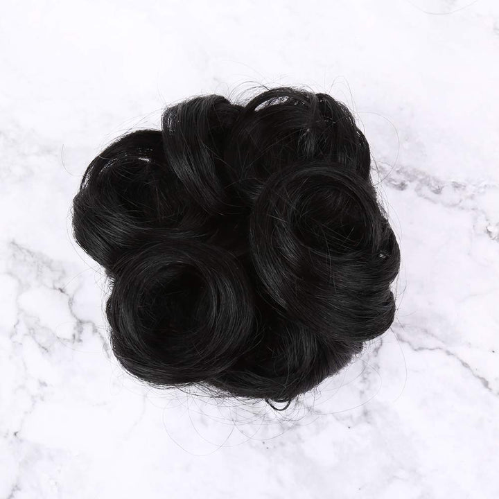 Bella Hair Messy Bun Human Hair Scrunchie, Instant Up-do Donut Chignon Curly Wavy Hairpieces for Women (#8 Brown/Light Chestnut Brown)
