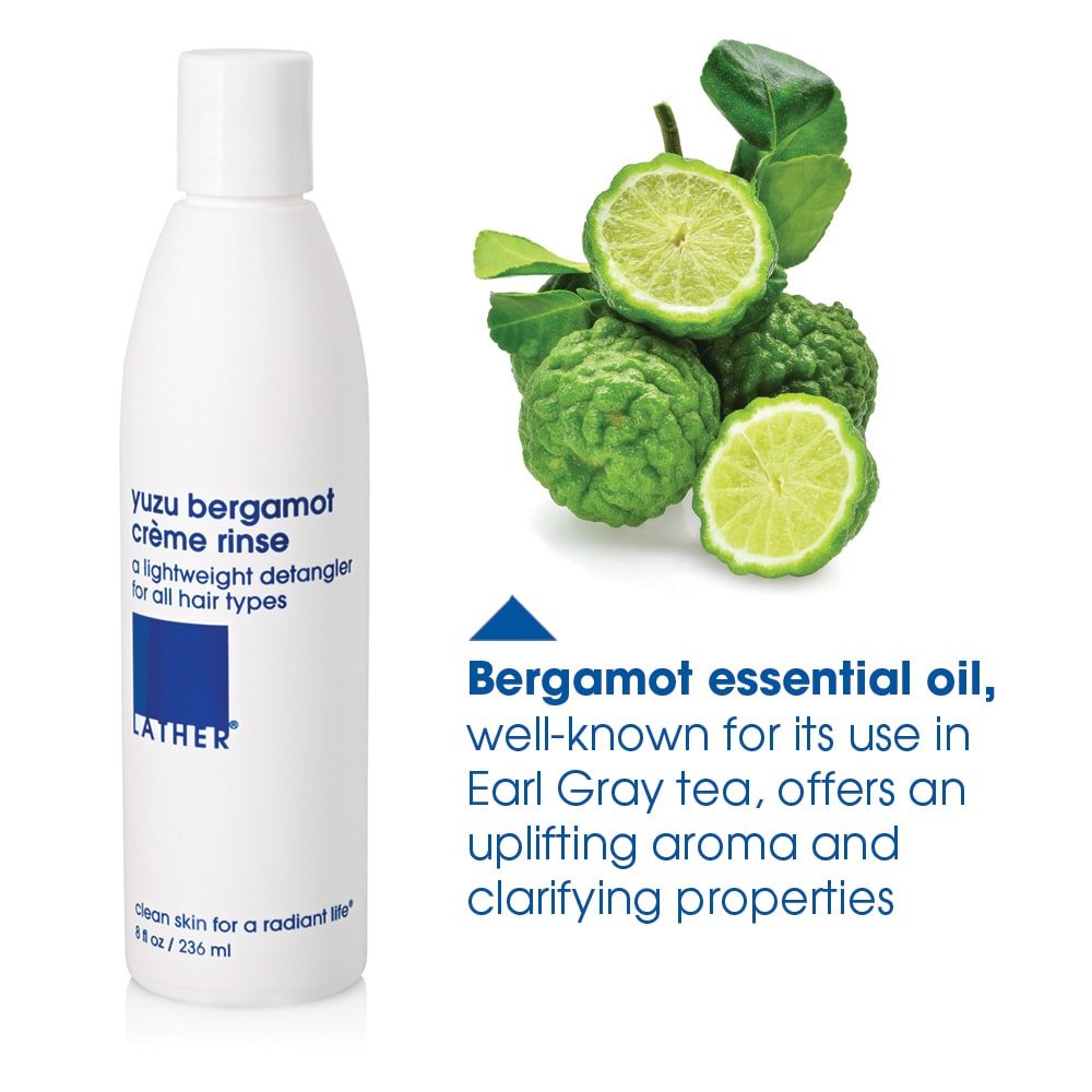 LATHER Yuzu Bergamot Conditioner - Lightweight & Non-Greasy Crème Rinse Formula - Gentle Daily Hair Detangler Conditioner for All Hair Types - Sulfate Free - 8 Fl Oz Bottle