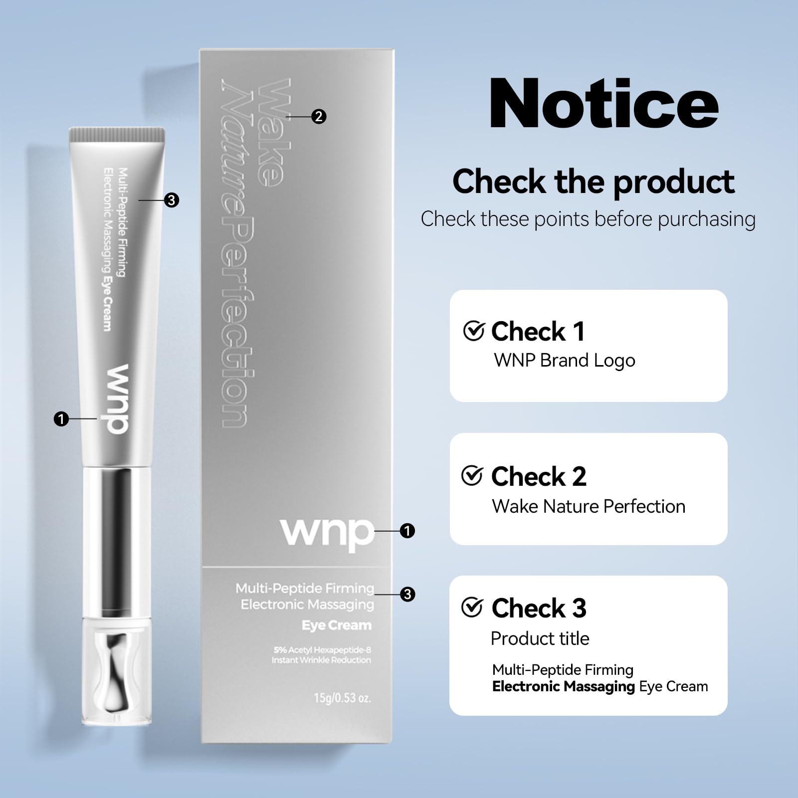WNP Eye Cream|Wrinkle Eraser Massaging Eye Cream, Multi-peptide Firming Eye Tightener, Anti-Aging Eye Cream for Puffiness and Bags Under Eyes Cream|Electric Massage Eye Cream