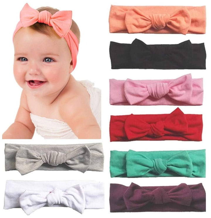 Baby Headbands Cotton Knotted, Girl's Rabbit Ear Hairbands for Newborn,Toddler 8-Pack (Multicoloured, one size)