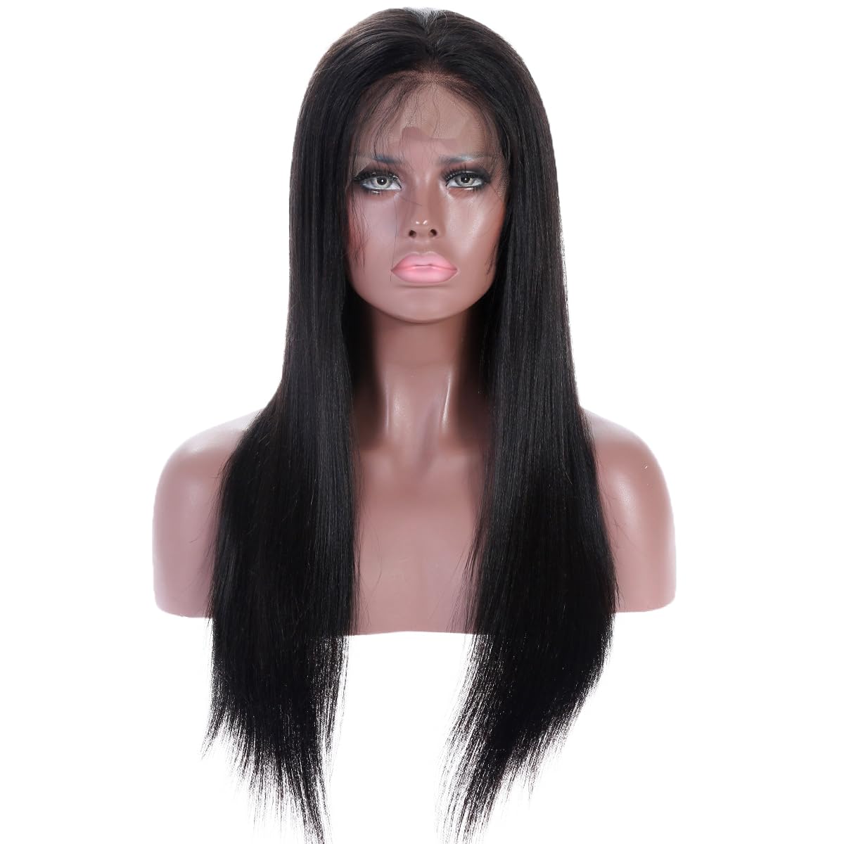 Premier 360 Lace Frontal Wig Light Yaki Straight Brazilian Remy Human Hair Wigs for Women 150% Density 360 Lace Front Wigs Pre Plucked Hairline with Baby Hair 16 inch Natural Color free part