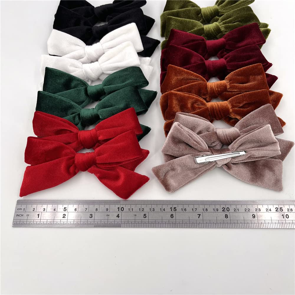 Big Velvet Bow Hair Clips Barrettes Baby Girl Hair Bows Alligator Clip Accessories for Little Girls Toddler Kids Teens Women (5 Inches 8 Pairs)