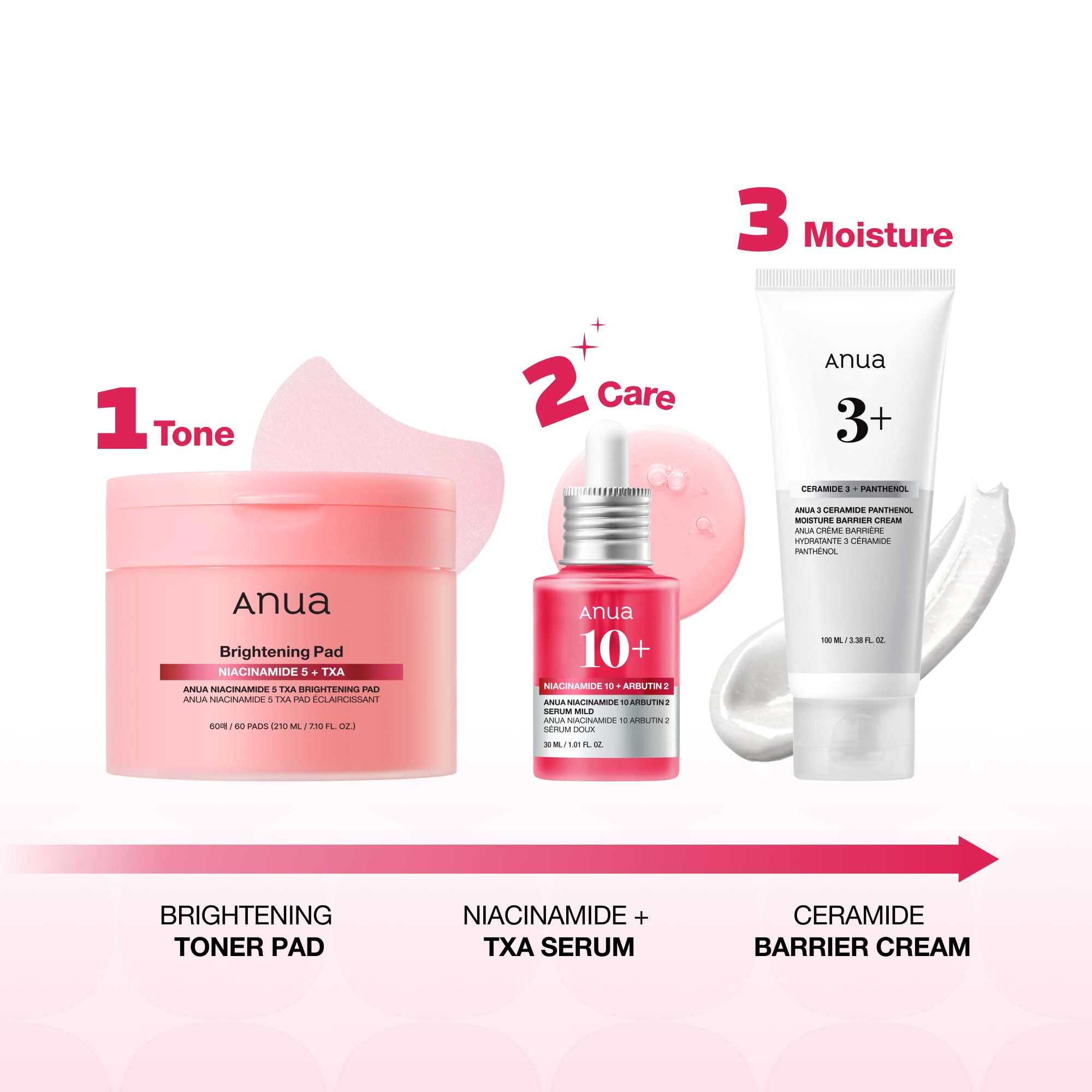 ANUA BRIGHTENING Niacinamide Skincare Routine Set (Amazon Exclusive Set), Niacinamide Serum & Toner Pad & Face Moisturizer, Skin clarity, Moisture barrier for Daily care, Korean Skincare Set
