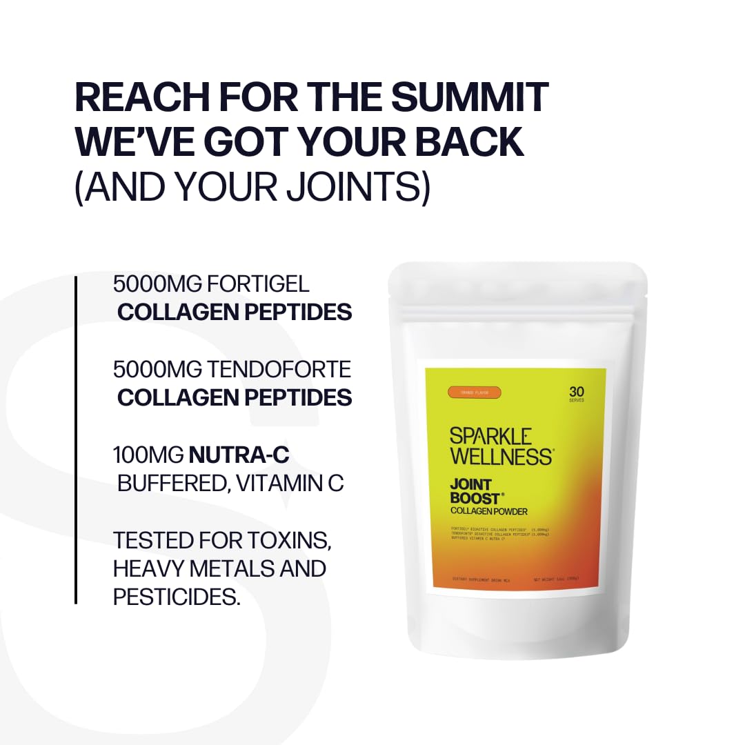 Sparkle Wellness Joint Boost (Orange) [30-Serves] | Collagen Powder Supplement with FORTIGEL & TENDOFORTE Collagen Peptides & Calcium Ascorbate Vitamin C | Supports Joint Mobility