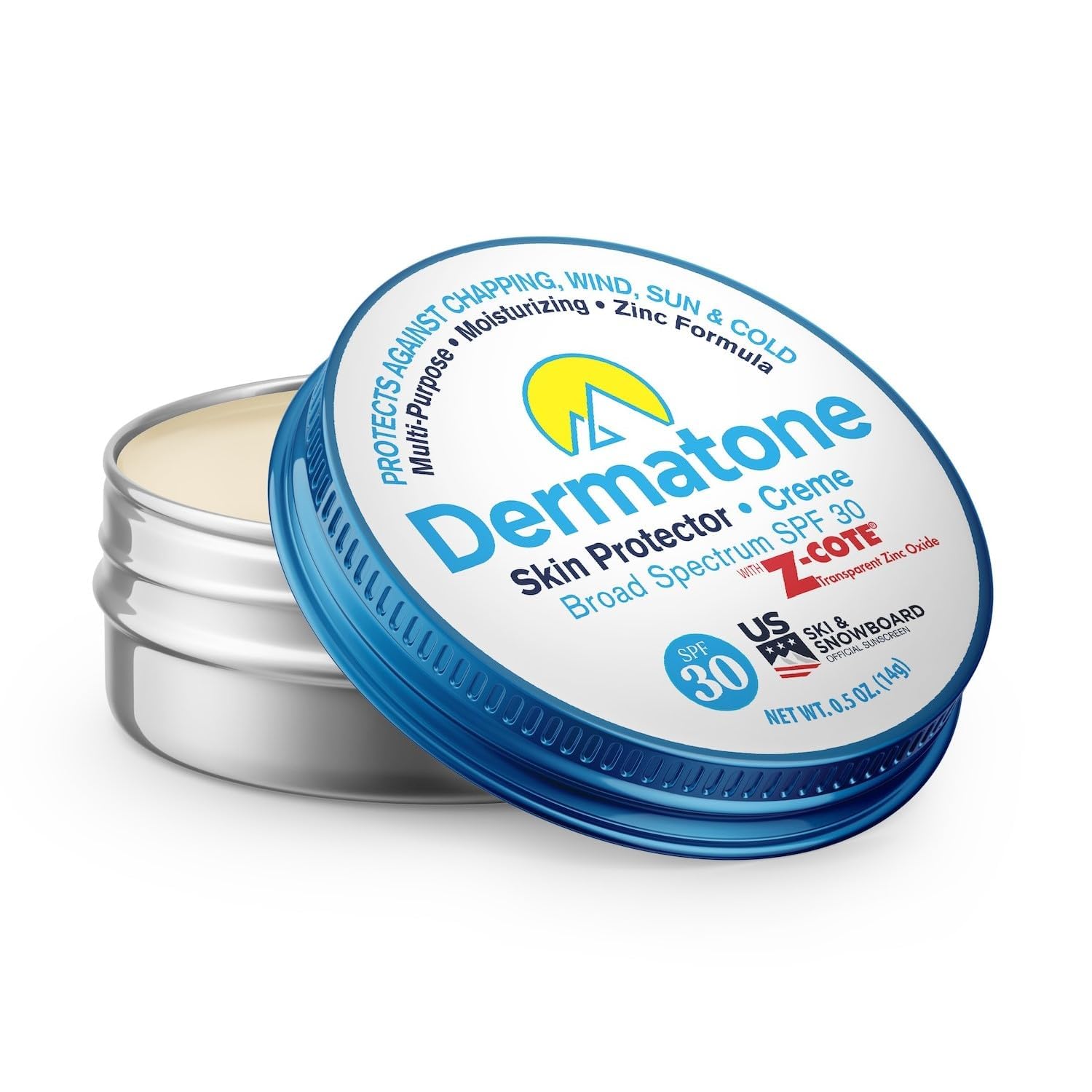 Dermatone Skin Protector w/Zinc | Stocking Stuffer Skin Balm for Face & Lips | Barrier Cream for Sun, Wind & Cold | SPF 30 Zinc Sunscreen | Moisturize Heal & Repair Dry Skin, 0.5 oz