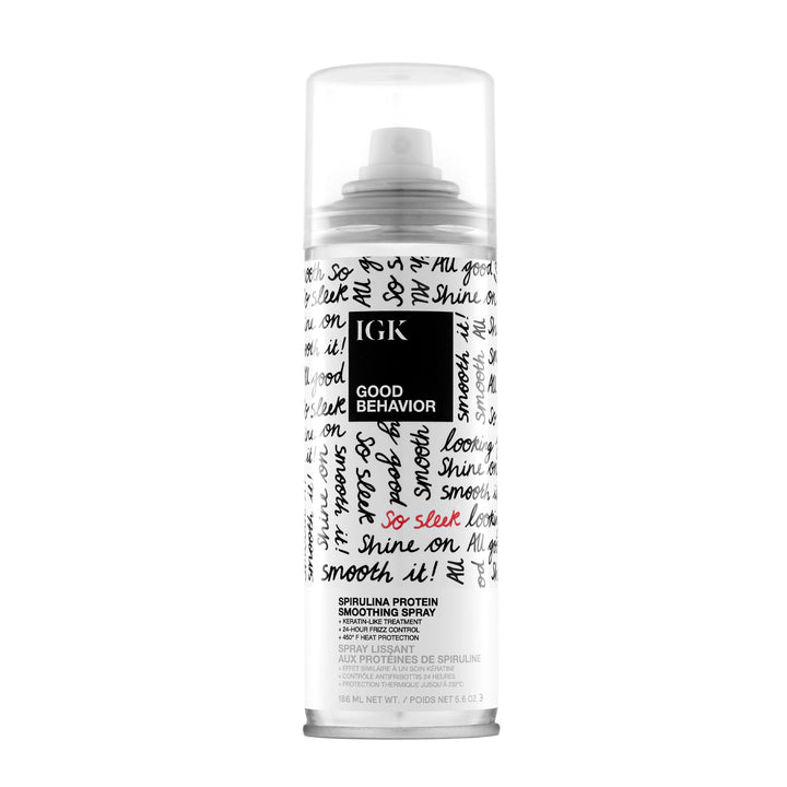 IGK - GOOD BEHAVIOR - Heat Protection Spray for Hair – Anti-Frizz Smoothing Spray with Spirulina Protein – Lightweight Hair Protectant for Heat Like Styling and Shine - 5.6 oz