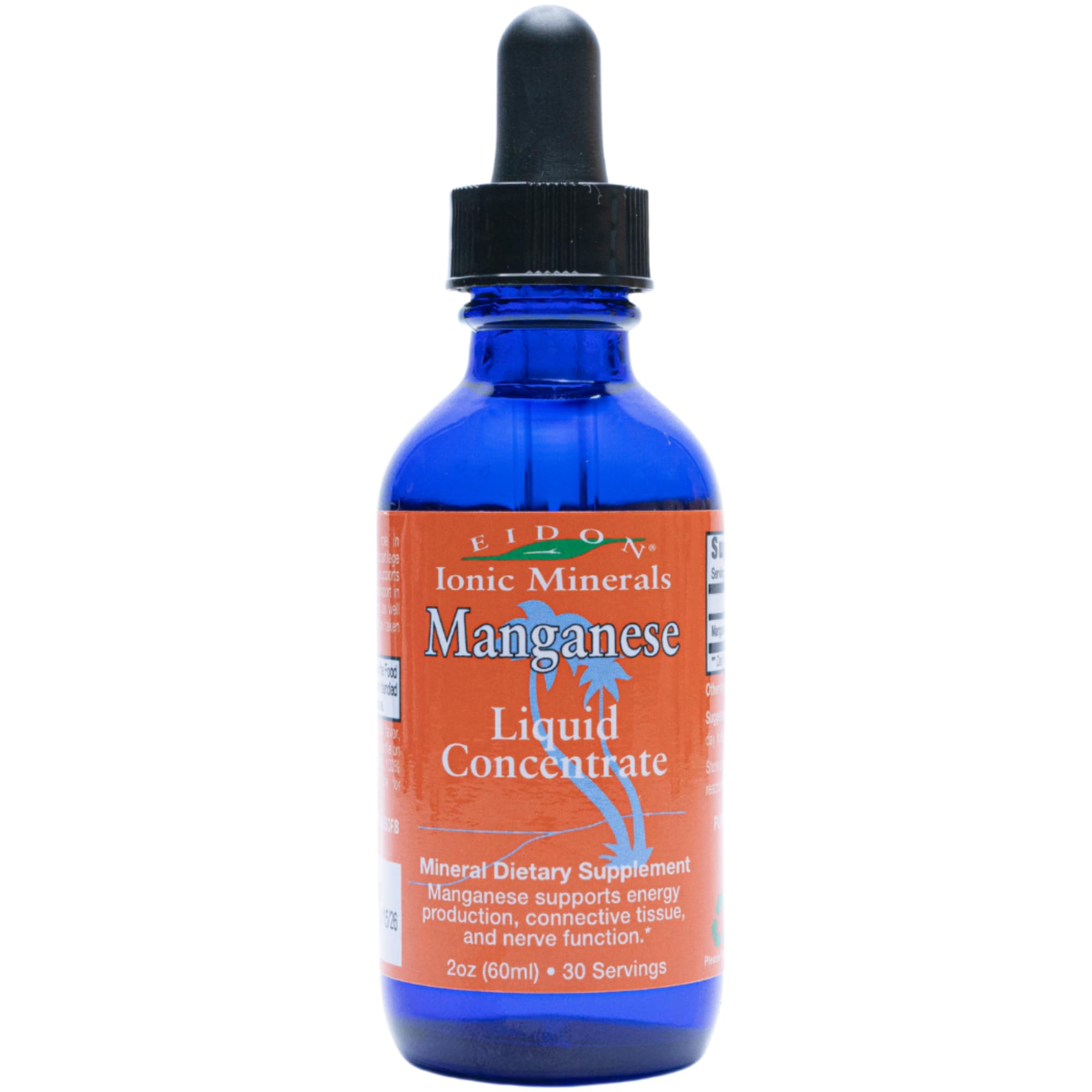 Eidon Ionic Minerals Liquid Manganese - Manganese Chloride Drops Supplement, Mineral Drops for Water, Supports Bone and Cartilage Health, Energy and Strength, Proper Digestive Tract Function, 2 oz