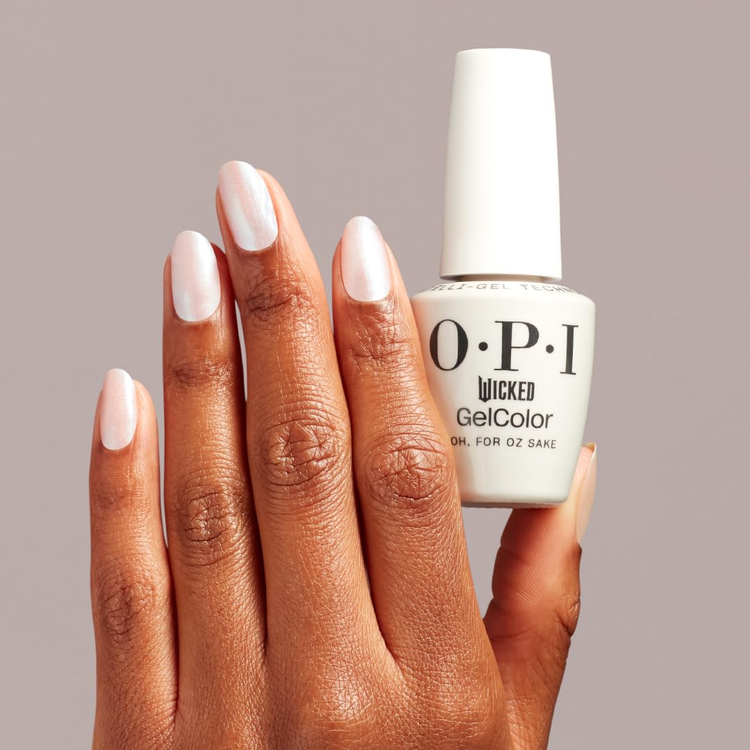 OPI GelColor, White Nail Polish, Up to 3 Weeks of Wear, Smudge Proof, Cures in 30 Seconds, x Wicked Limited Edition Collection, Oh, For Oz Sake, 0.5 fl oz