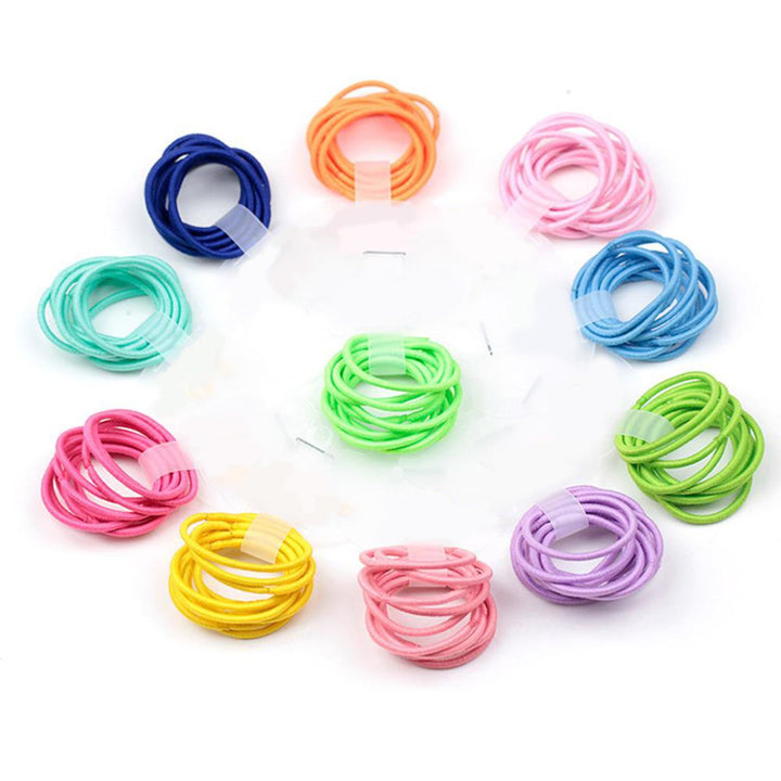 10 Pcs, Black: La Tartelette 2.4 Cm Elastic Bands Hair Ties Children Rubber Hair Headbands - 10 Pcs (Black)