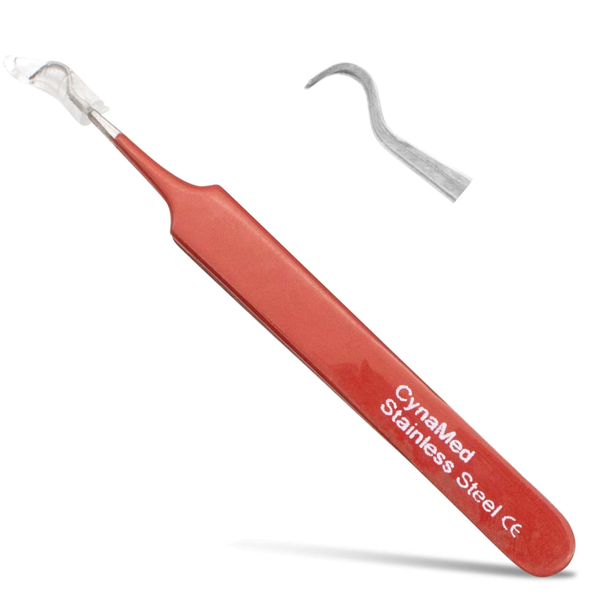 Blackhead Tweezer - Professional Curved Steel Tip Surgical Comedone & Splinter Extractor. Ideal Blemish & Acne Remover Tool Means Flawless Facial Skin (Red)