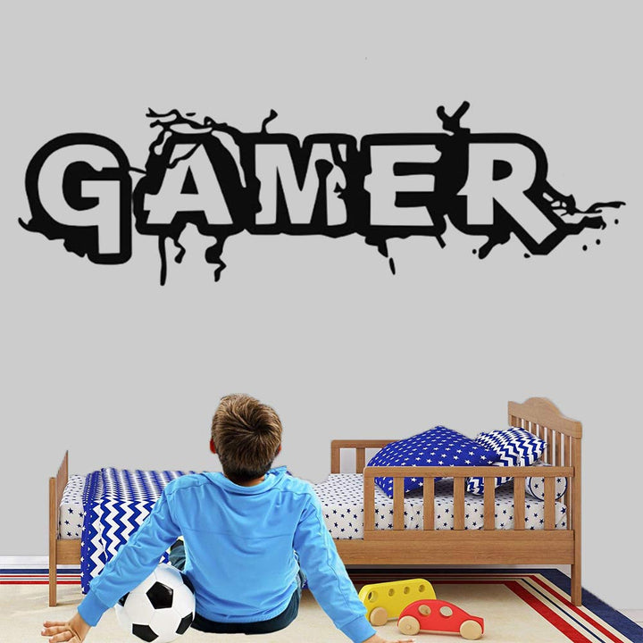 Gamer Wall Decal Vinyl Decal Art Design Stickers for Home Playroom Bedroom Game Boys Room Game Center Internet Bar(Gamer, 35 W x 11 H)