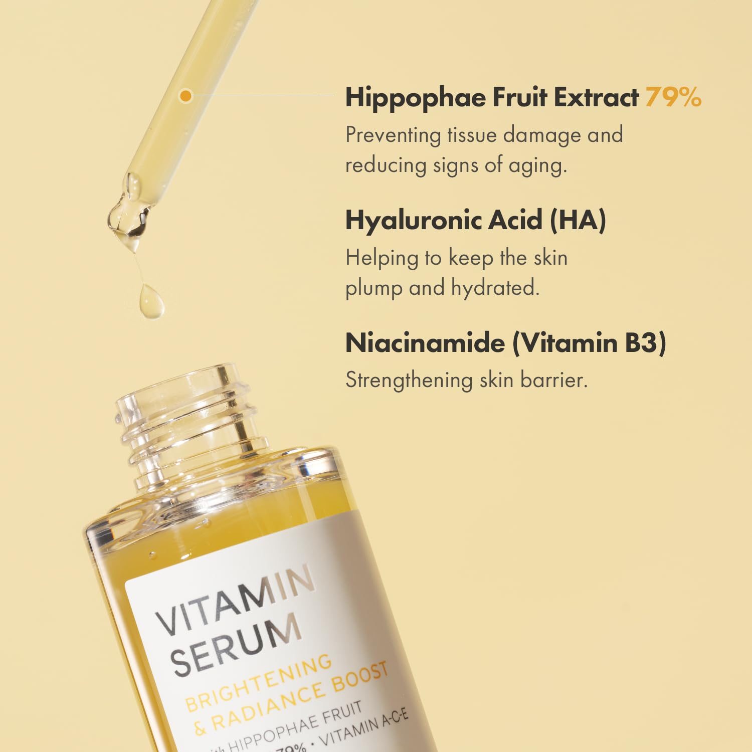 TWENTY KEI Vitamin Serum for radiance boost - Hippophae Fruit + Vitamin A,C,E (2.02 Fl Oz / 60ml)