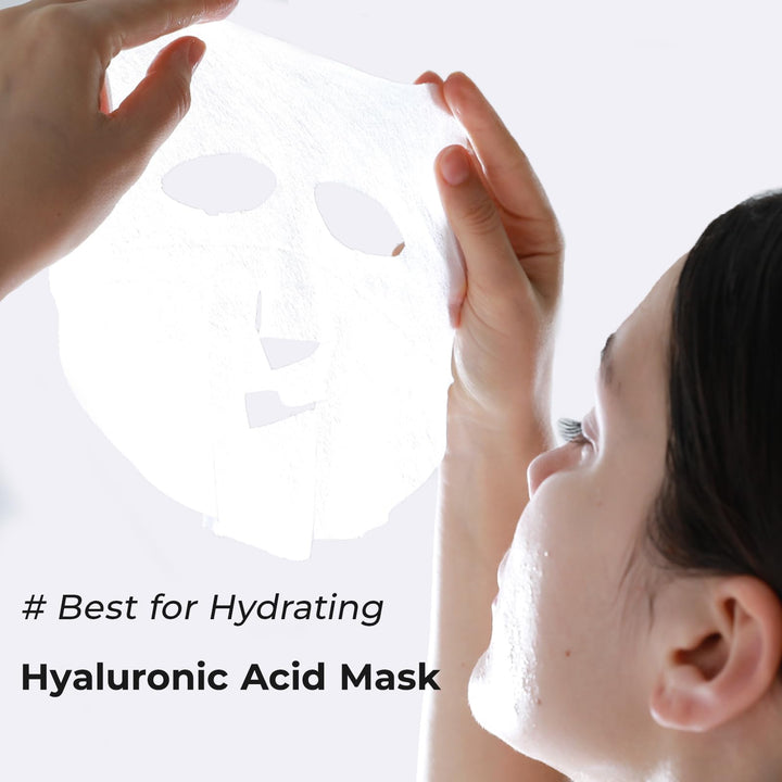 +WIS+ Hyaluronic Acid Face Mask 24 EA with Hyaluronic Acid Serum and Vitamin B5, Hydrating Facial Mask for Dry Skin, Anti-Aging Mask to Plump and Repair Dehydrated Skin, Safe on Sensitive Skin
