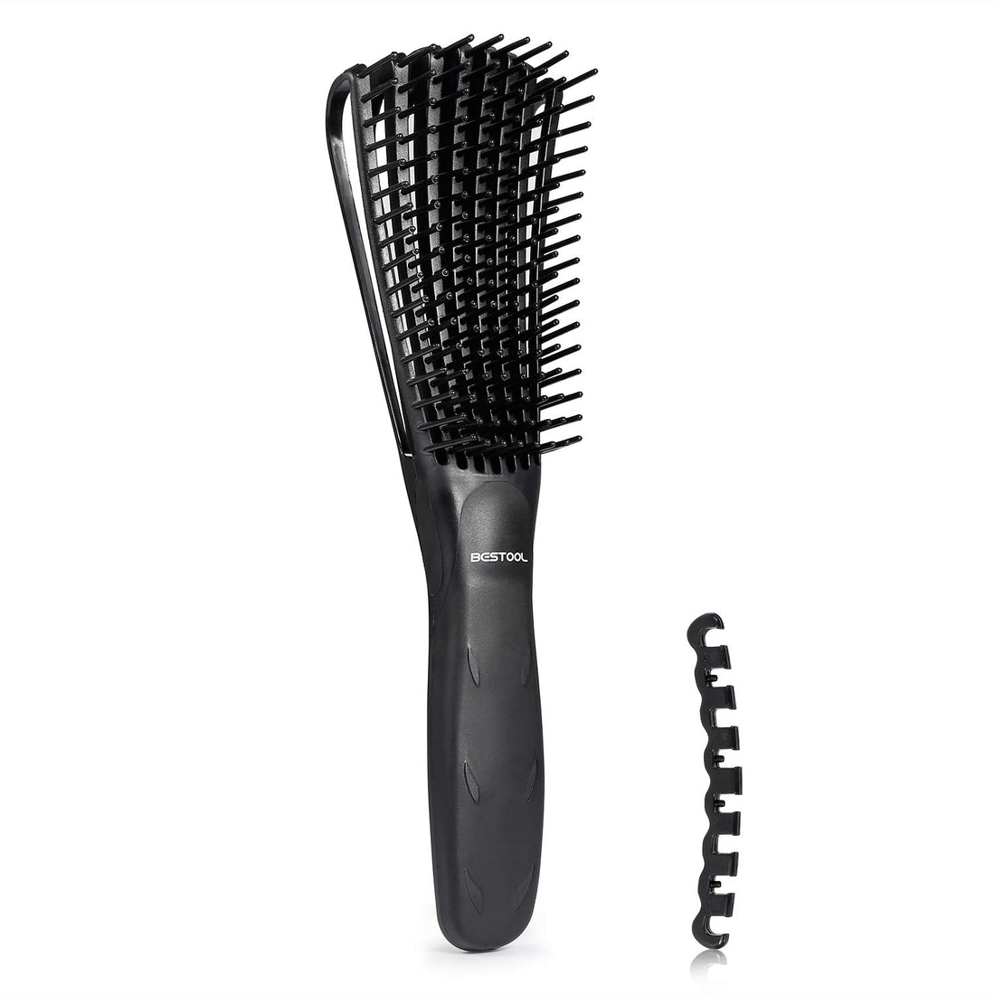 BESTOOL Detangling Brush, Detangler Brush for Natural Black/ Curly Hair Afro 3/4abc Texture, Faster n Easier Detangle Wet or Dry Hair with No Pain (Black)