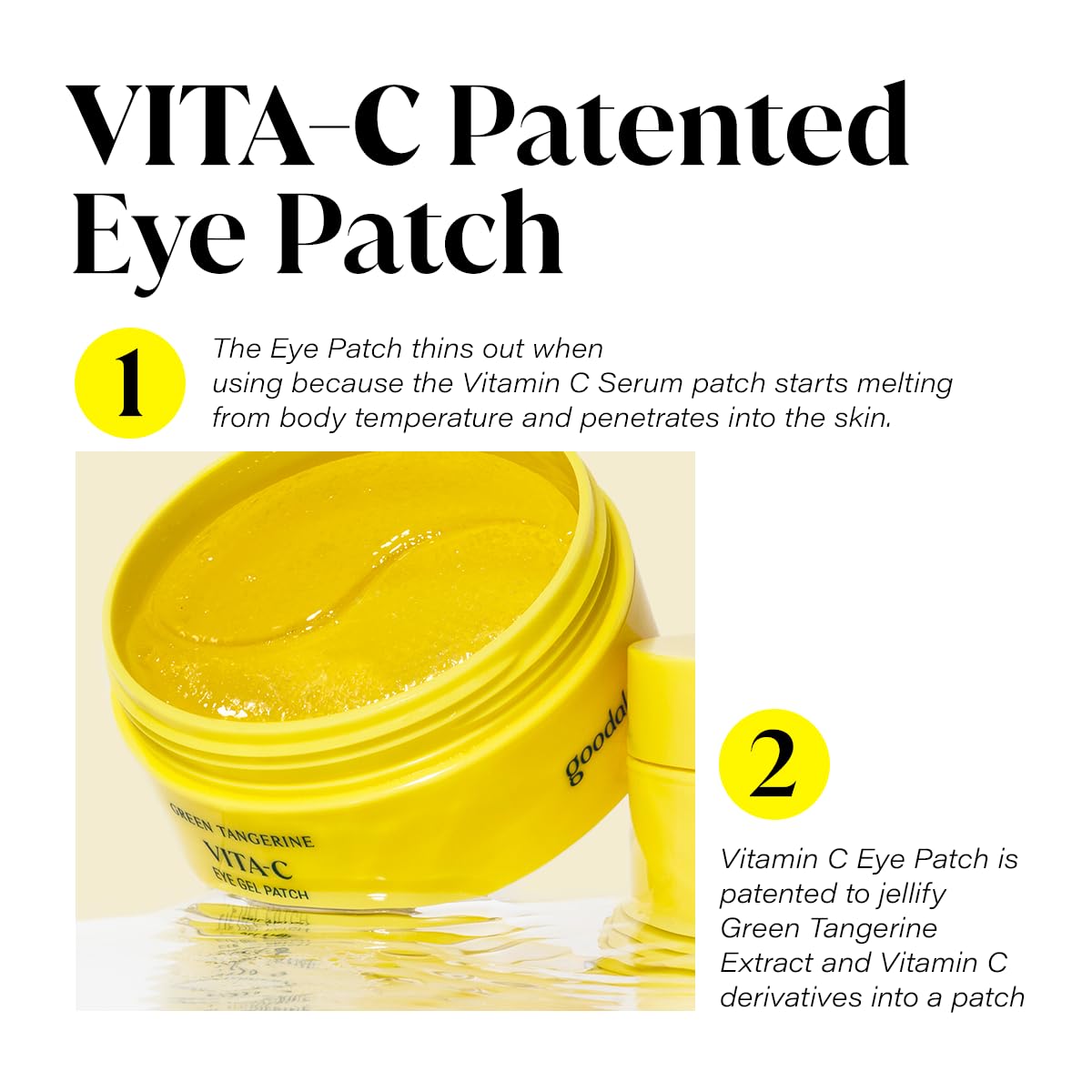 GOODAL Green Tangerine Vitamin C Moisturizing Eye Patch | 5-minute, Hydrating Gel Patch (60 sheets) (2024 Advanced Version)