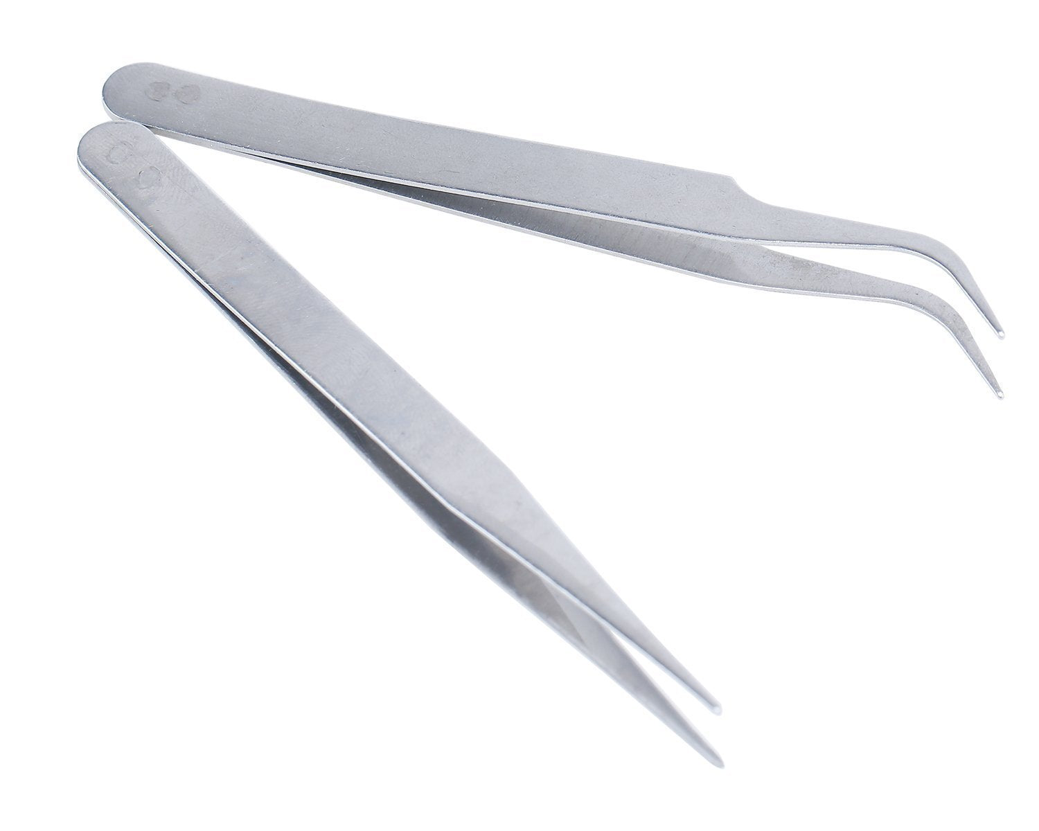 2pcsProfessionalNailArtRhinestonesEyelashesExtensionsPickTweezerNipperClipperTool silver AD