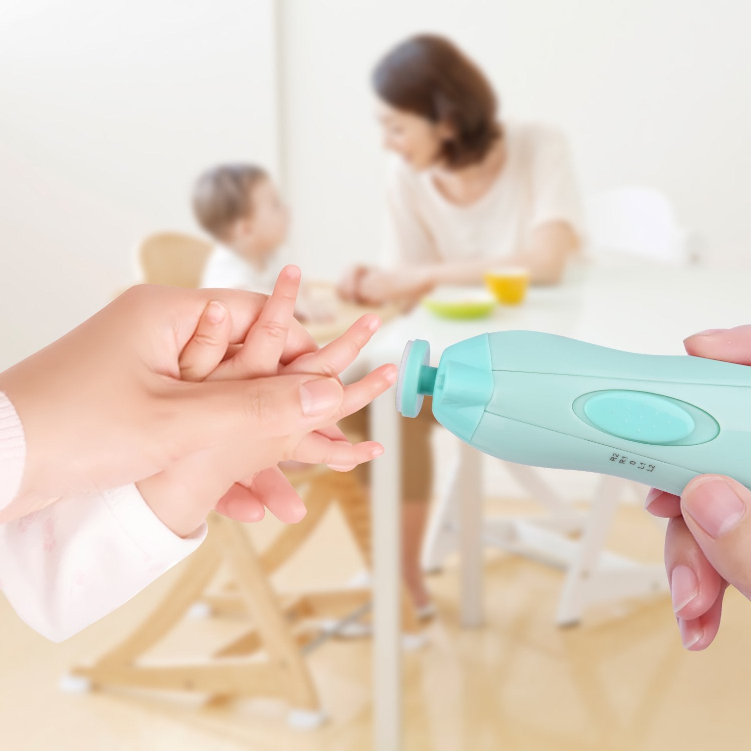 Baby Electric Nail Trimmer with LED Light 10 Grinding Heads Safe Electric Baby Nail File Whisper Baby Nail Polish Grooming Kit for Newborn Toddlers Kids Adults Toes Fingernails Care - Green