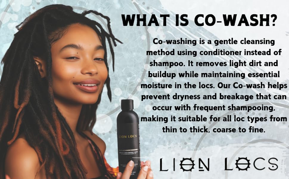 Lion Locs Shampoo and Conditioner for Dreads, Sisterlocks, Locks, & Dreadlocks | Lightweight Vegan Co Wash (8oz)