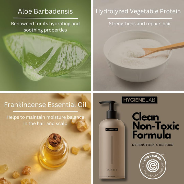 HygieneLab Men's Shampoo - EWG Verified Non-Toxic Formula, Fragrance-Free & Paraben-Free, Gentle Cleanse for All Hair Types, Premium Quality (10 fl oz)