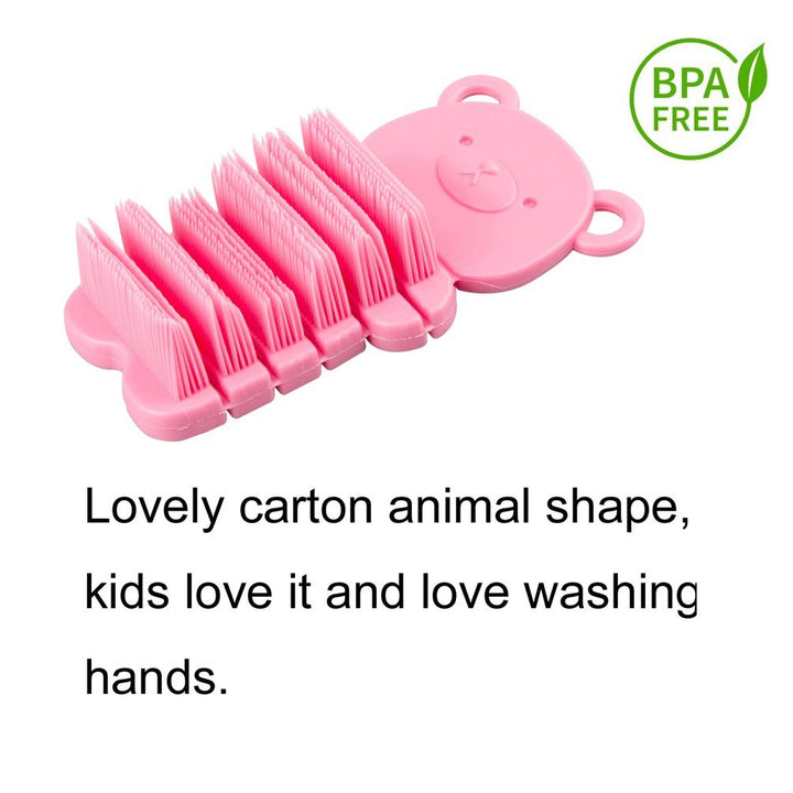 JINCH Nail Scrubber Brush Kids, Finger Nails Scrub Scrubbing Cleaning Brushes with Soft Bristle for Baby Children, Cute Animal Style and 2 Colors Choice (Pink)
