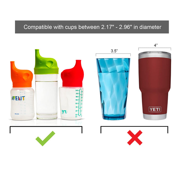 Silicone Sippy Cup Lids, Spill and Leak Proof with Soft Spout for Babies, Toddlers and Kids, for Narrow Cups