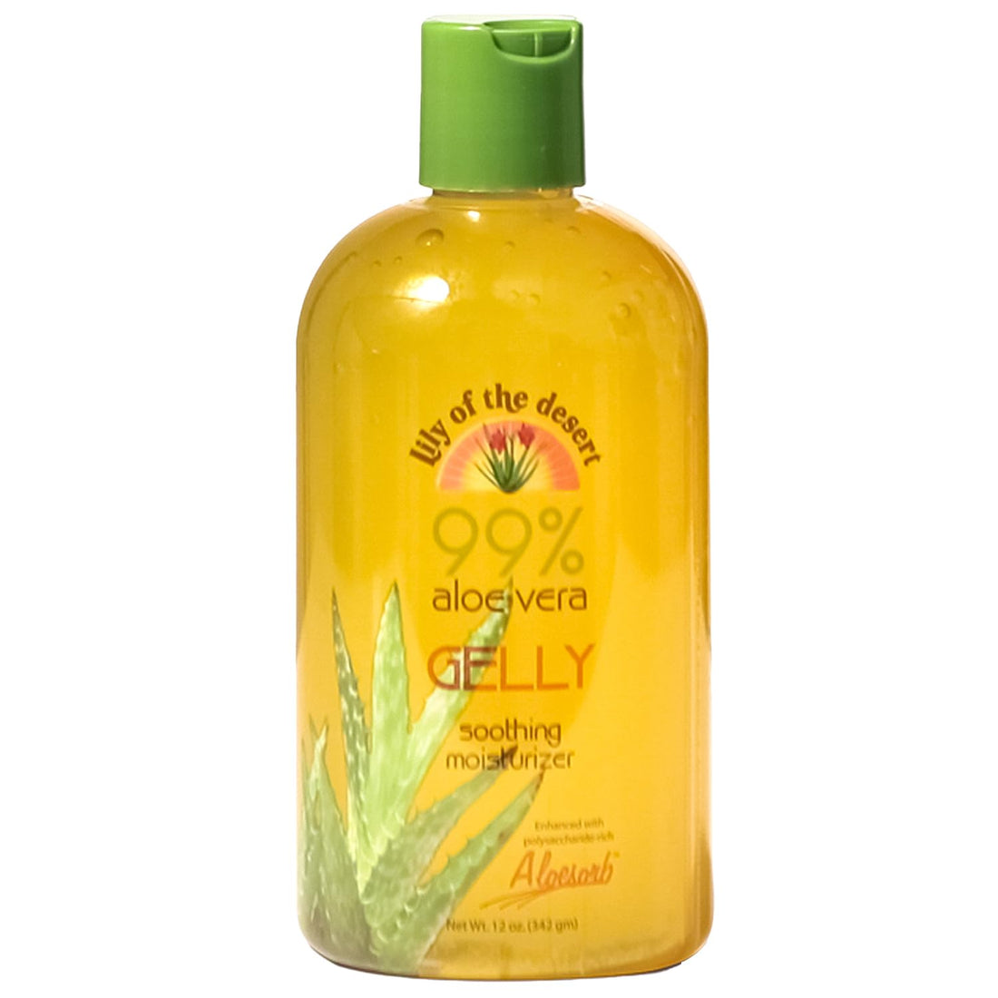Lily Of The Desert Gelly Moisturizer - 99% Organic Aloe Vera Gel for Skin, After Sun Care with Aloe, Vitamin E Oil, and Vitamin C for Sunburn Relief, 12 Fl Oz