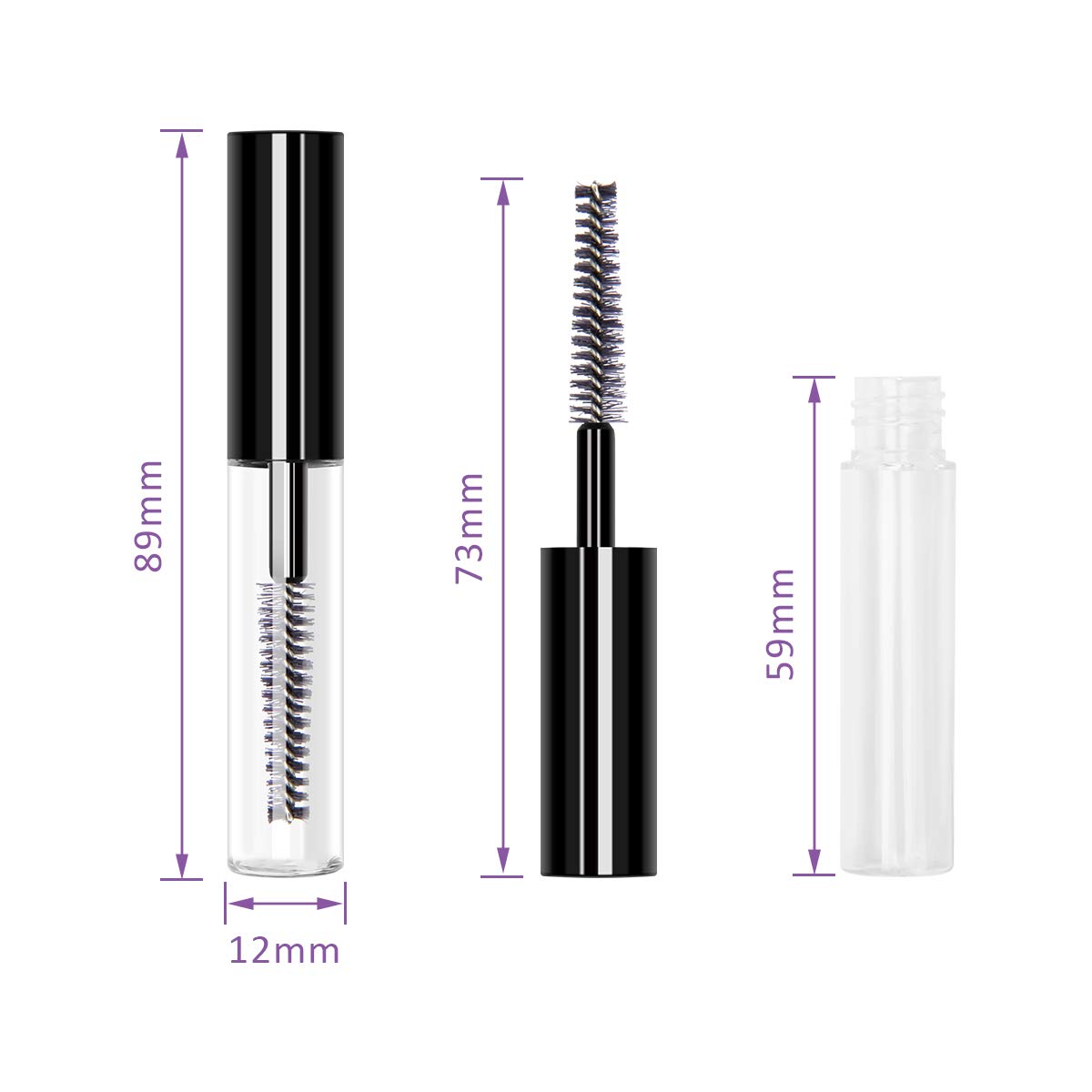 Adecco LLC 5 pcs 4ML Reusable Empty Bottle Tube Container for Eyelash Growth Oil /Mascara with Brush for Home and Travel