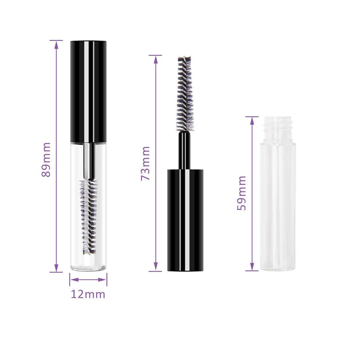 Adecco LLC 5 pcs 4ML Reusable Empty Bottle Tube Container for Eyelash Growth Oil /Mascara with Brush for Home and Travel