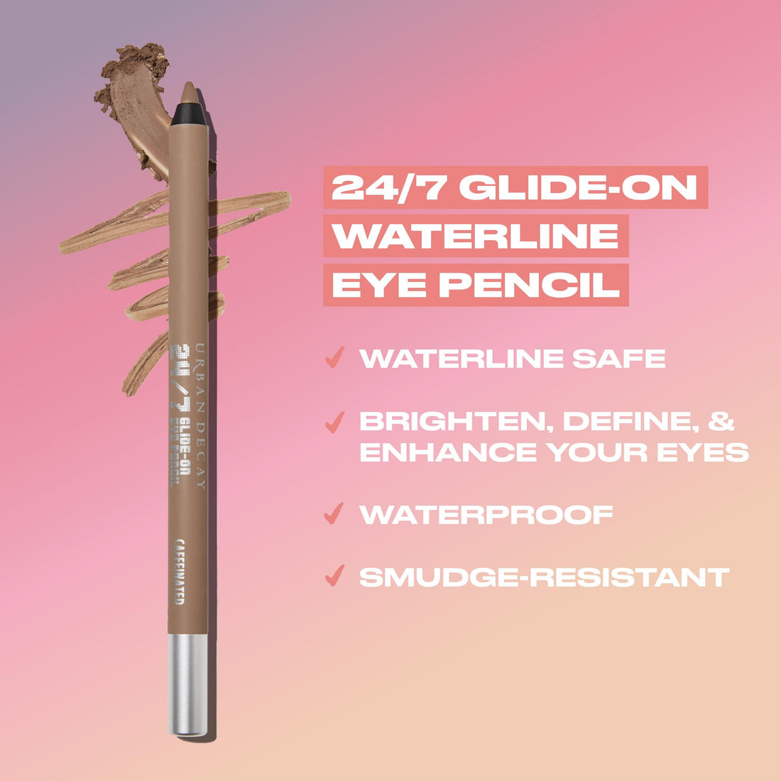 Urban Decay 24/7 Waterproof Waterline Eyeliner Pencil (Tootsie - Cool Medium Brown Matte), Smudge-Resistant, Transfer-Resistant, Long-lasting Colored Eye Liners for Tightlining + Defining - 0.04 oz