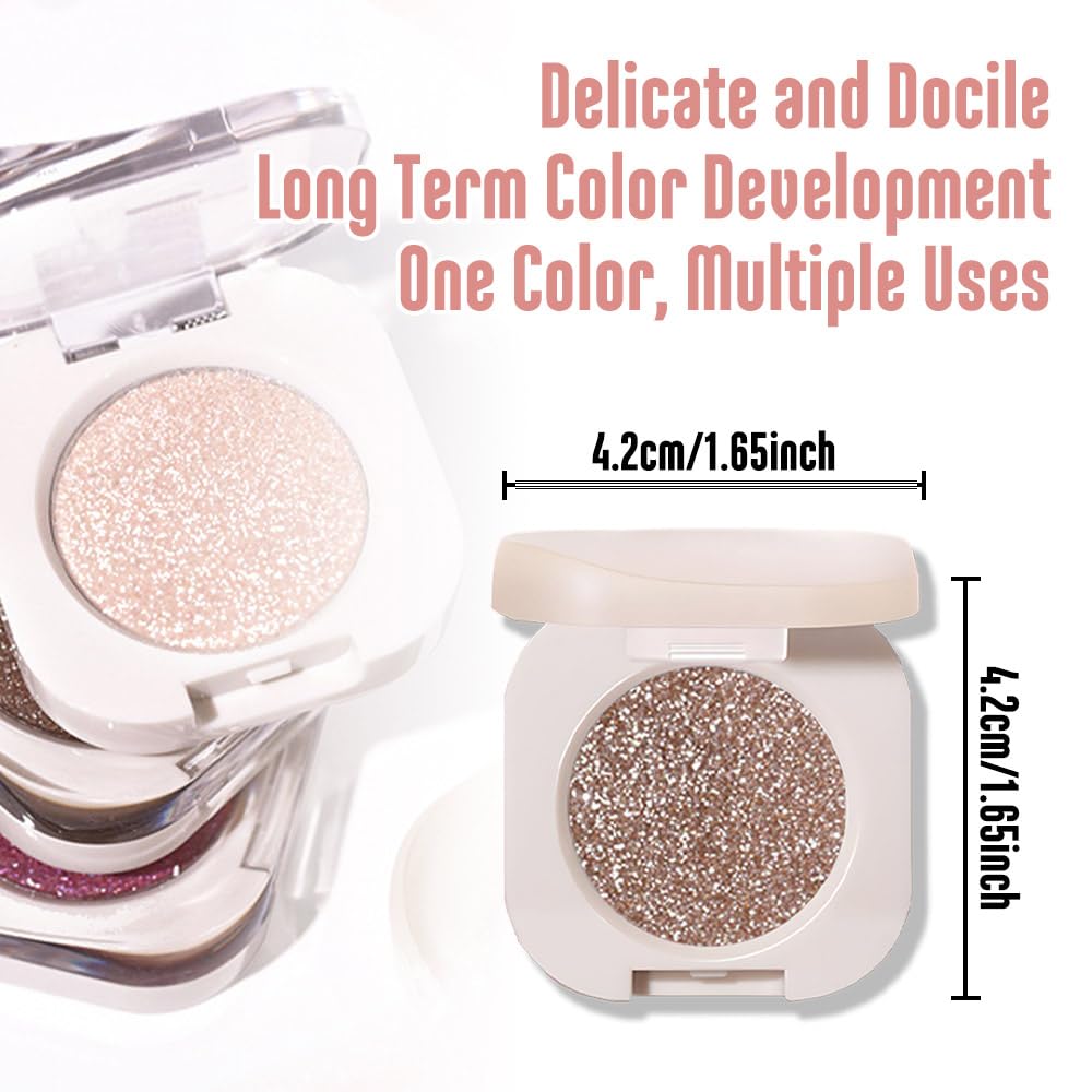 FeiCuiYun Monochrome Glittler Eyeshadow, Pressed Glitter Eyeshadow, Matte Pressed Powder Single; Vegan, Talc, Paraben & Cruelty Free, Brown Glitter (10)
