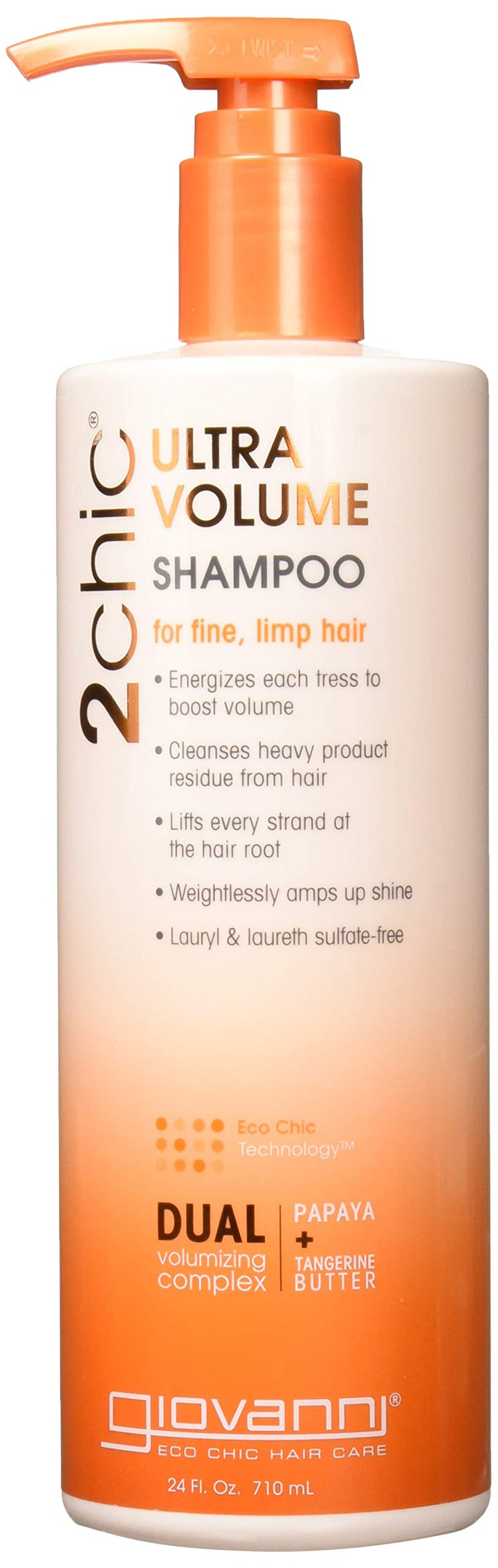 Giovanni Hair Care Products 2chic Shampoo - Ultra-Volume Tangerine and Papaya Butter - 24 fl oz - Gluten Free -