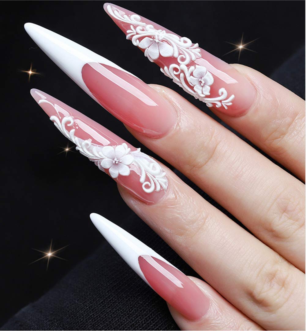 YIMART 500pcs Acrylic Medium Long Stiletto Nail Tips Easy Coffin Nails Sharp False Nail Art Tips For Nails Salon (Natural)