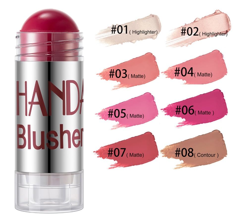 Multi-use Face Blush Stick for Cheeks High Pigment Red Contouring with High Pigment Check Stain Blush Long Lasting for Cheeks and Lips with Beautiful Natural Finish (05#, 1.0 Ounce (Pack of 1))