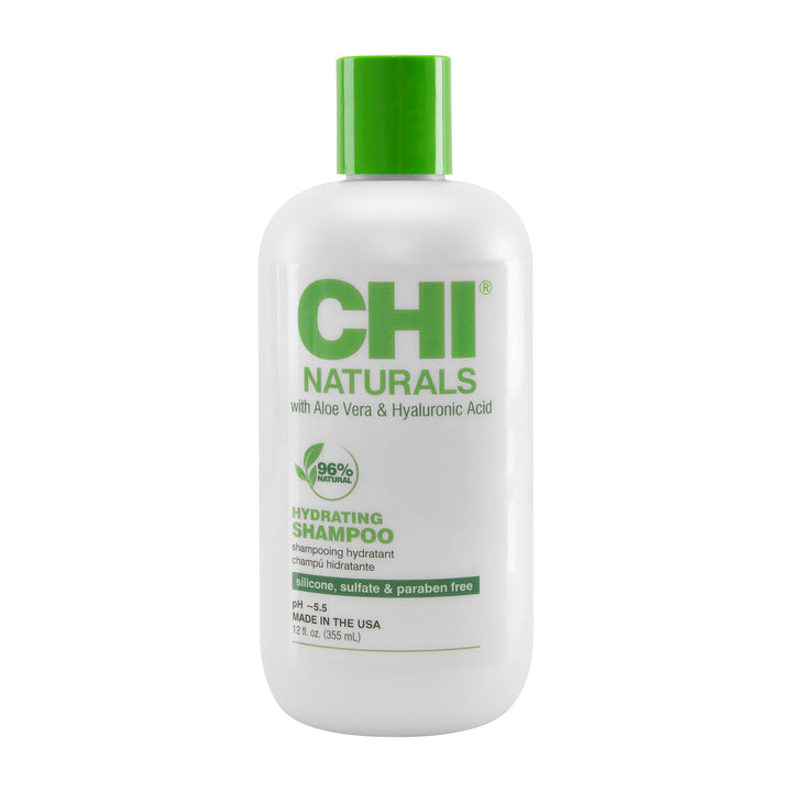 CHI Naturals with Aloe Vera Hydrating Shampoo, Helps Reduces Dryness, Damage & Breakage & Increase Shine, Sulfate, Paraben, & Cruelty-Free, 12 Oz